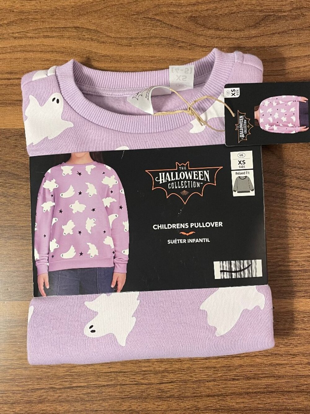 Girls Halloween Ghost Sweater Purple Spooky XS